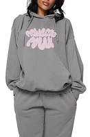 Princess Polly Logo Graphic Hoodie Charcoal/Pink at Nordstrom,