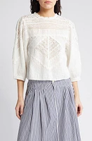 The GREAT. Verona Lace Detail Cotton Top White at Nordstrom,