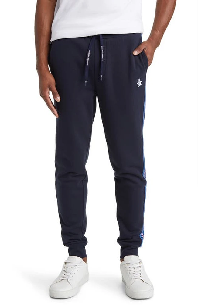 Original Penguin Side Stripe Fleece Joggers Dark Sapphire at Nordstrom,