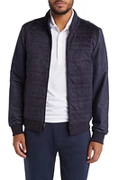 Robert Barakett Renoir Mixed Media Faux Suede Quilted Jacket Navy at Nordstrom,