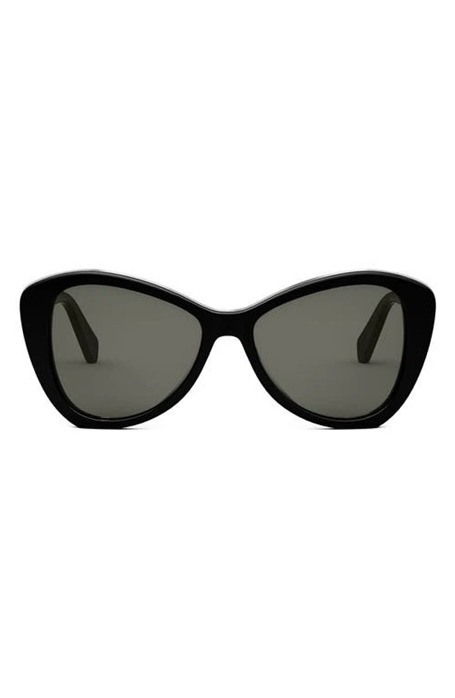 CELINE Butterfly 55mm Sunglasses in Shiny Black /Smoke at Nordstrom