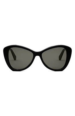 CELINE Butterfly 55mm Sunglasses in Shiny Black /Smoke at Nordstrom