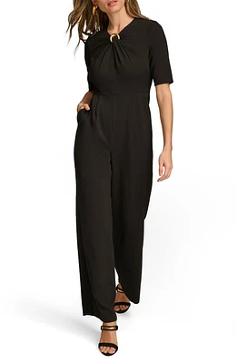 Donna Karan New York Twist Front Straight Leg Jumpsuit Black at Nordstrom,