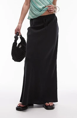 Topshop Drawstring Twill Maxi Skirt Black at Nordstrom, Us