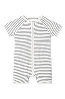 MORI Stripe Fitted One-Piece Short Pajamas in Gray Stripe at Nordstrom