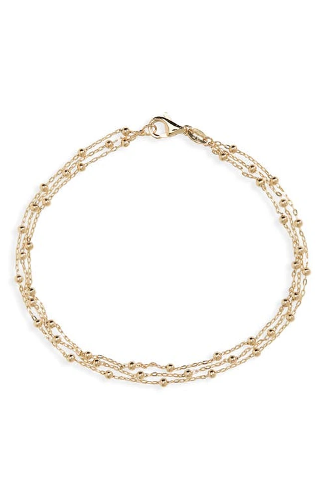 Bony Levy 14K Gold Triple Strand Beaded Bracelet in 14K Yellow Gold at Nordstrom, Size 7