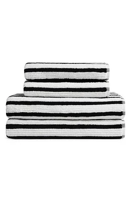 Parachute Resort Stripe Organic Cotton Towel in Plaster With Soft Black at Nordstrom