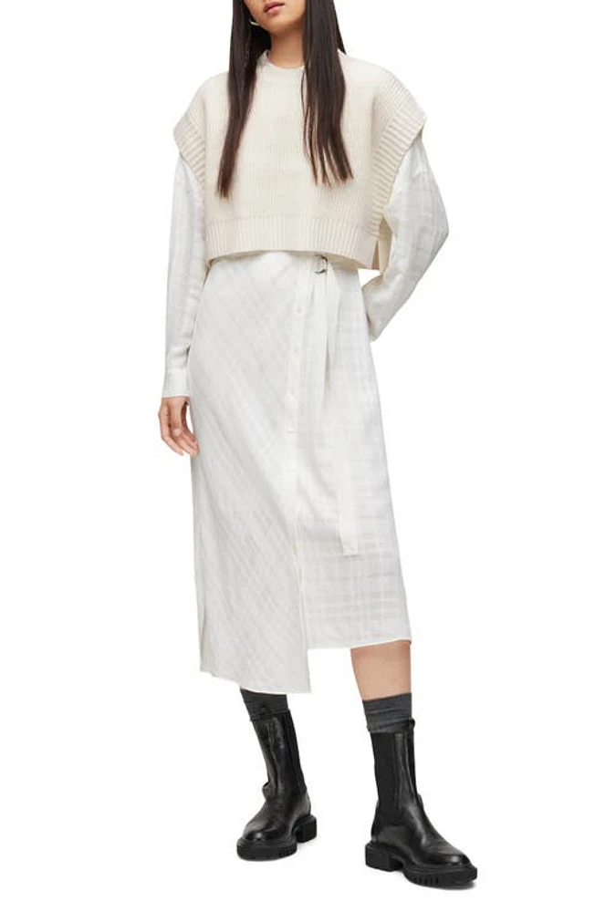 AllSaints Penny 2-in-1 Dress in Arctic White at Nordstrom, Size Large