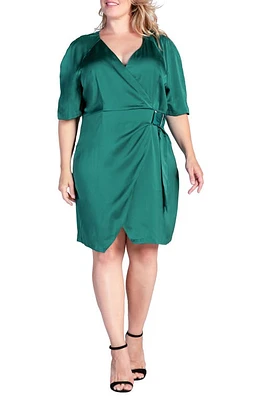 Standards & Practices Rara Buckle Sateen Wrap Dress Malachite at Nordstrom,