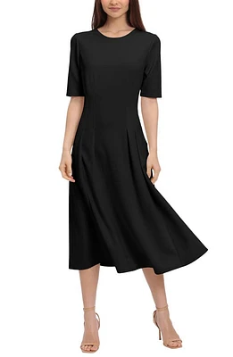 Maggy London Double Pleat A-Line Midi Dress in Black at Nordstrom, Size 2