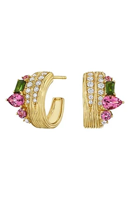 Hueb Amazonia Diamond, Garnet & Tourmaline Hoop Earrings in Yellow Gold at Nordstrom