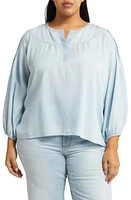 caslon(r) Pintuck Detail Chambray Top Ice Wash at Nordstrom,