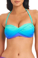 Rod Beattie Heat of the Moment Twist Convertible Bandeau Bikini Top Blue Multi at Nordstrom,