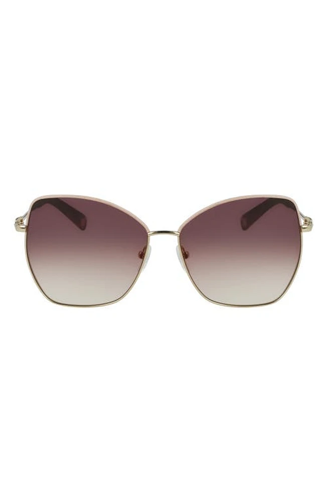 Longchamp Amazone 60mm Gradient Butterfly Sunglasses in Rose Gold /brown Peach at Nordstrom