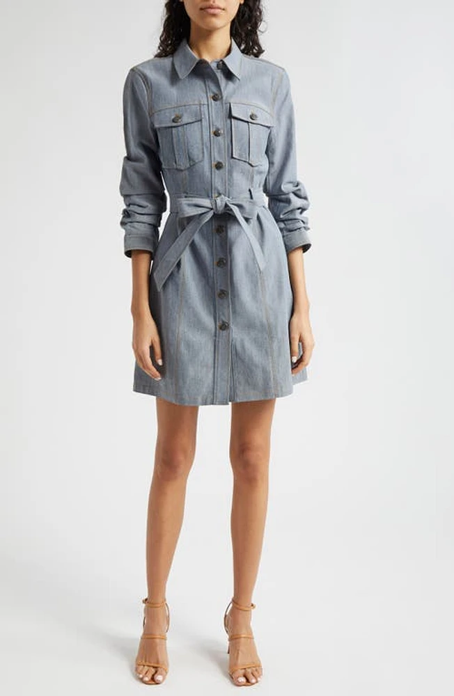 Cinq à Sept Clea Belted Denim Shirtdress Light Indigo at Nordstrom,