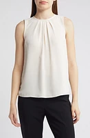 Anne Klein Pleat Neck Sleeveless Top White at Nordstrom,