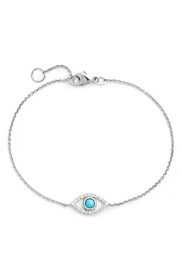 Anzie Evil Eye Turquoise Bracelet in Silver/Blue at Nordstrom, Size 7 In