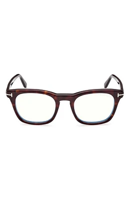 TOM FORD 50mm Square Blue Light Blocking Glasses in Dark Havana at Nordstrom