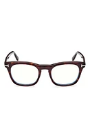 TOM FORD 50mm Square Blue Light Blocking Glasses in Dark Havana at Nordstrom