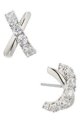 Nadri Twilight Cubic Zirconia Crossover Stud Earrings in Rhodium at Nordstrom