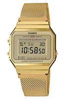 CASIO A700WMG-9AVT Mesh Strap Digital Chronograph Watch, 37.4mm x 35.5mm in Gold at Nordstrom