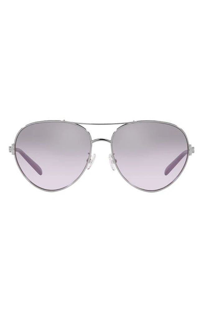 Tory Burch 58mm Gradient Mirrored Pilot Sunglasses in Violet at Nordstrom