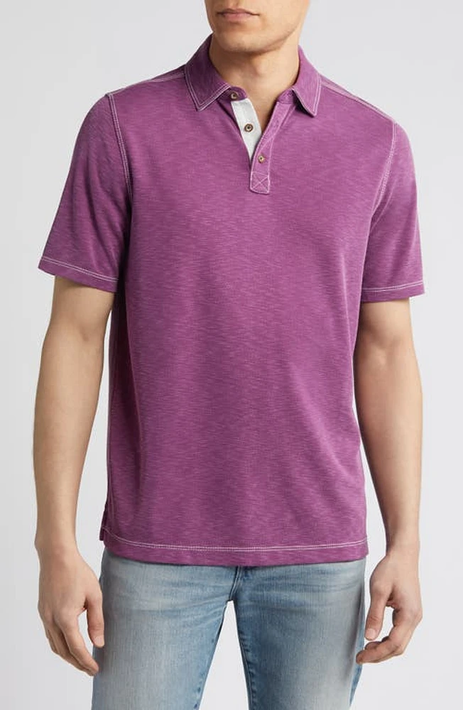 Johnston & Murphy Vintage Slub Jersey Polo Wine at Nordstrom,