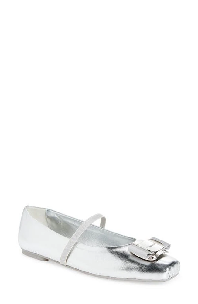 FERRAGAMO Zina Mary Jane Ballet Flat Silver at Nordstrom,