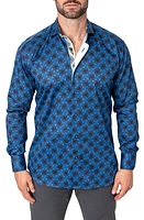 Maceoo Einstein Regular Fit Crossover Blue Button-Up Shirt at Nordstrom,