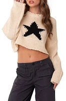 EDIKTED Mega Star Crop Sweater Cream at Nordstrom,