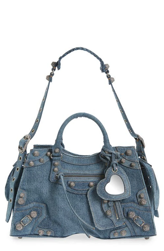 Balenciaga Neo Cagole City Denim Shoulder Bag in Blue at Nordstrom