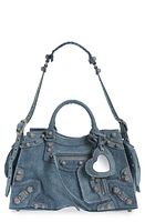 Balenciaga Neo Cagole City Denim Shoulder Bag in Blue at Nordstrom