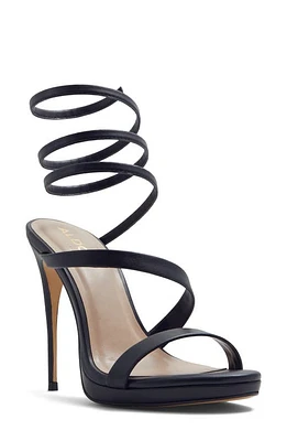 ALDO Katswirl Ankle Wrap Platform Sandal in Black at Nordstrom, Size 7.5