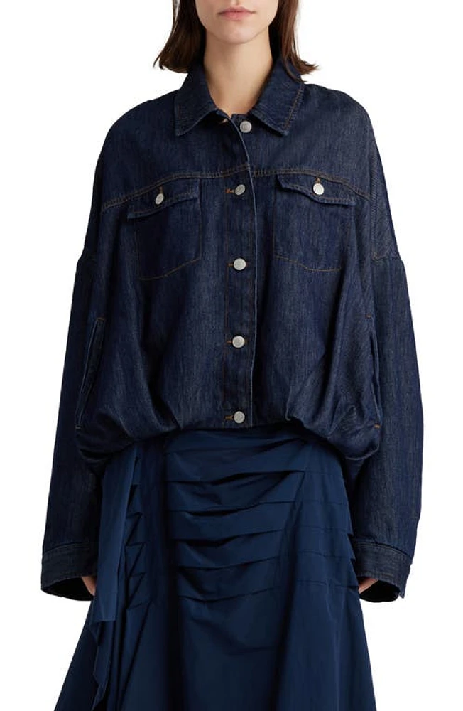 Dries Van Noten Vesto Bubble Hem Denim Jacket Indigo 507 at Nordstrom,