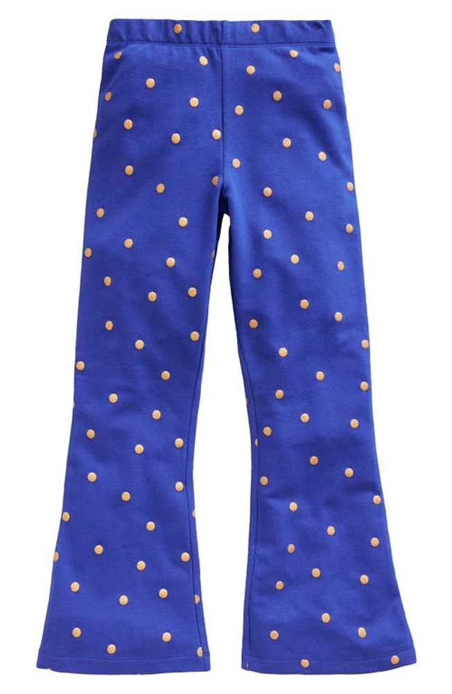 Mini Boden Kids' Polka Dot Flare Leggings Navy/Gold Spot at Nordstrom,