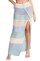 Capittana Emma Stripe Open Stitch Cover-Up Maxi Skirt in Light Blue at Nordstrom, Size X-Small