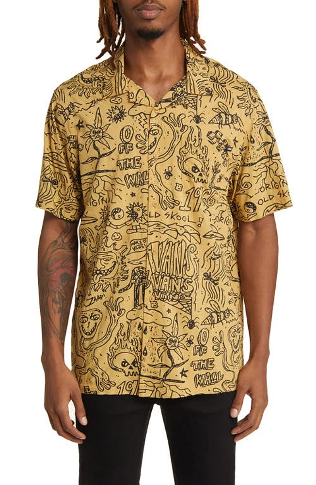 Vans Elden Classic Fit Camp Shirt Antelope-Black at Nordstrom,