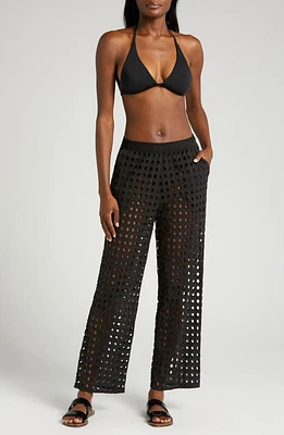 Solid & Striped Delaney Wide Leg Cover-Up Pants Blackout at Nordstrom,