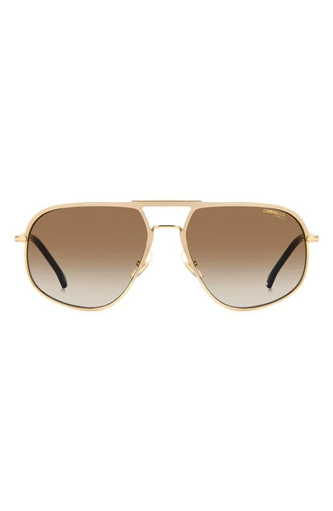 Carrera Eyewear 60mm Aviator Sunglasses in Gold/Brown Shaded Ar at Nordstrom