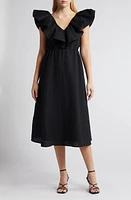 Chelsea28 Ruffle Puckered Midi Dress at Nordstrom,