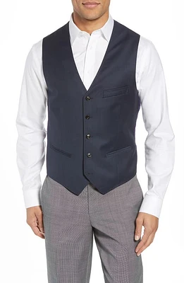 Ted Baker London Troy Slim Fit Solid Wool Vest in Blue at Nordstrom, Size 40 R