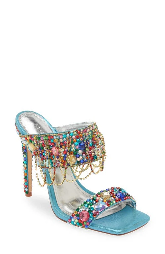 AZALEA WANG Envie Square Toe Crystal Sandal in Blue Multi at Nordstrom, Size 10