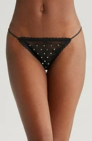 Love Stories Roomie Diamante Thong Black at Nordstrom,