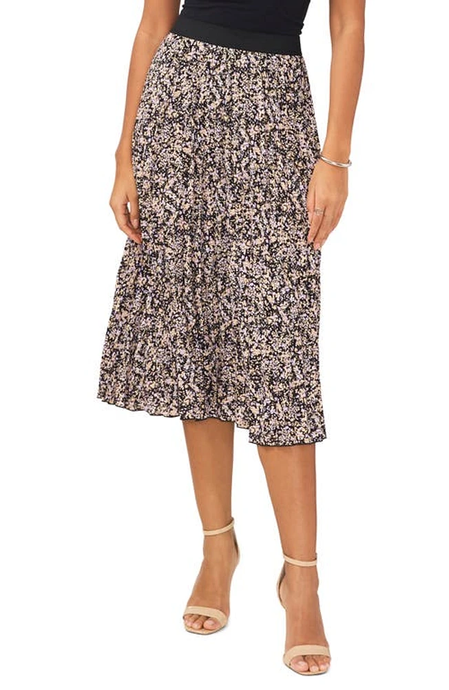 Chaus Pleated Midi Skirt Black/Yellow/Lavendar at Nordstrom,