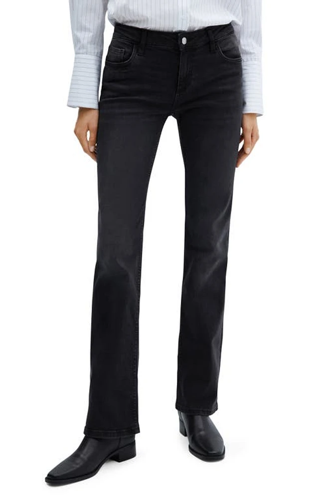 MANGO Low Rise Flare Jeans in Black Denim at Nordstrom, Size 4