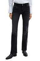 MANGO Low Rise Flare Jeans in Black Denim at Nordstrom, Size 4