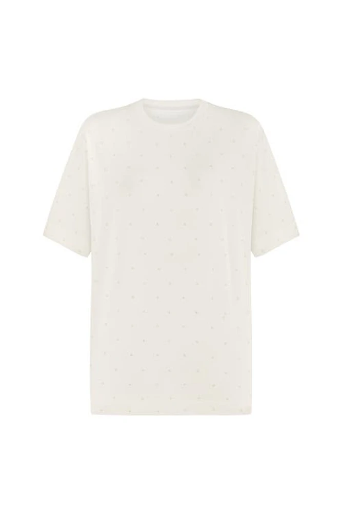 Nocturne Beaded Oversized T-Shirt in Ecru at Nordstrom