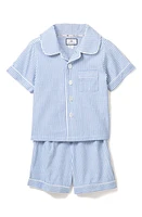 Petite Plume Kids' Seersucker Stripe Short Two-Piece Pajamas Blue at Nordstrom,