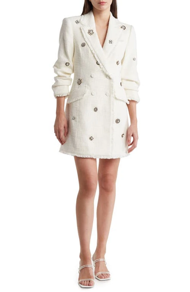 Cinq à Sept Joel Charm Detail Bouclé Blazer Minidress Gardenia at Nordstrom,