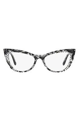 Dolce & Gabbana 54mm Cat Eye Optical Glasses in Black Lace at Nordstrom